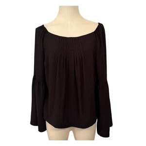 Nanette Lepore Blouse Black Wide Sleeve Polyester Made in NYC - Size 2